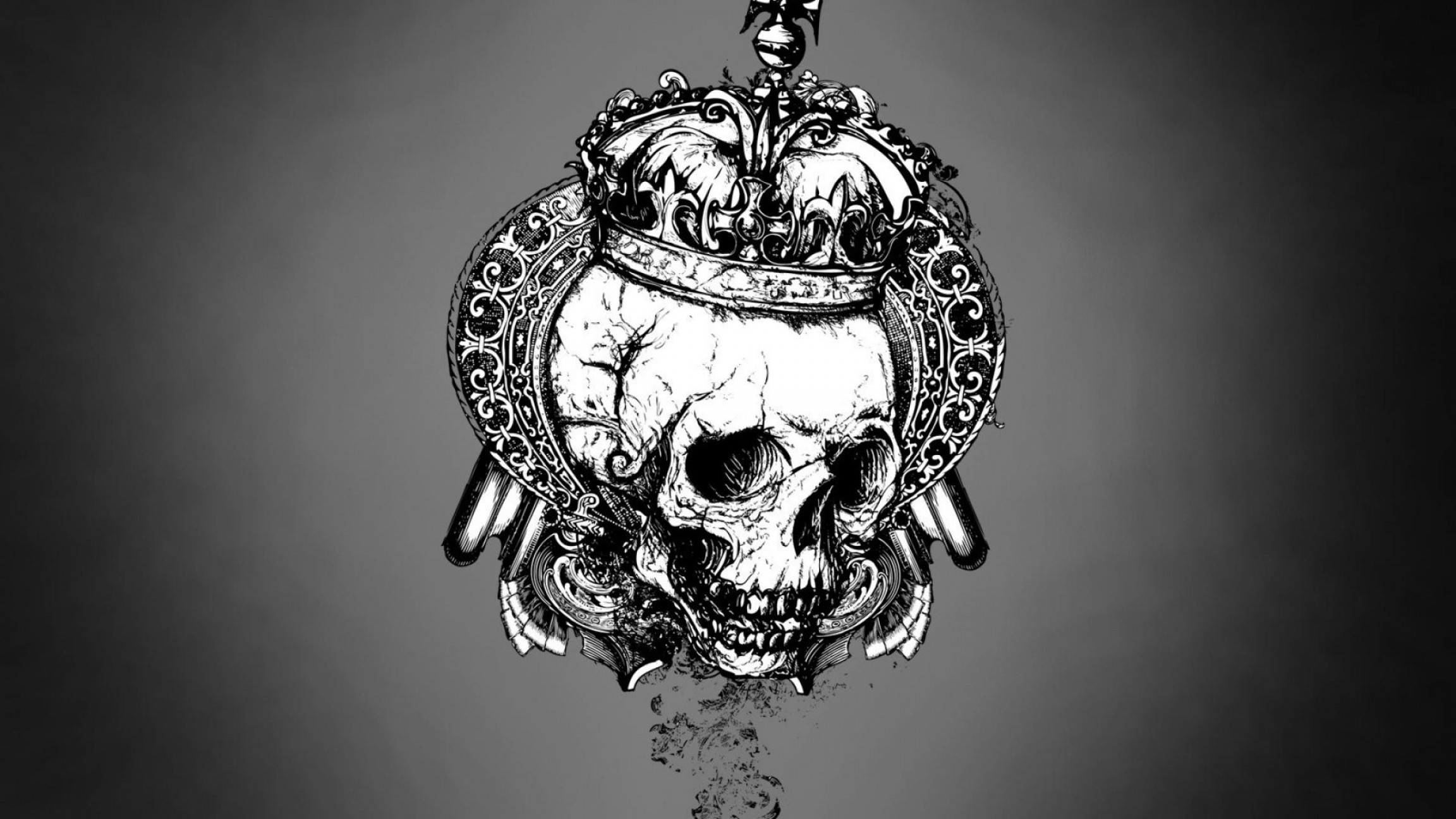 Skulls Gray Crowns Vector Art Grey Background Wallpaper - White , HD Wallpaper & Backgrounds