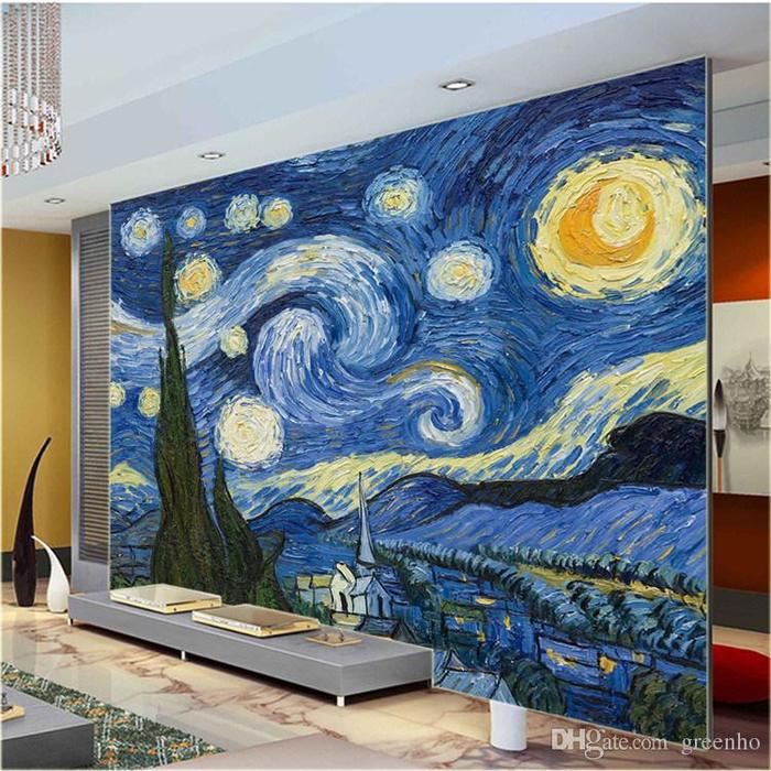 Van Gogh Starry Night Giclee Fine Art Print Mural Photo - Starry Night Van Gogh Hd , HD Wallpaper & Backgrounds