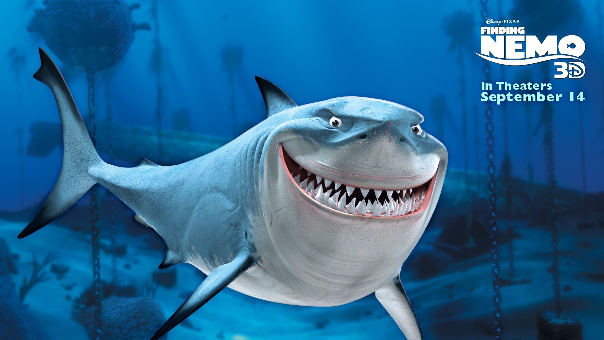 Moive / Bruce-finding Nemo 3d Movie Hd Desktop Wallpap - Bruce Finding Nemo , HD Wallpaper & Backgrounds