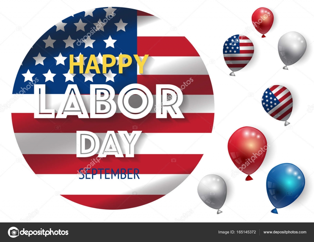 Labor Day Banner Template Decor With American Flag - Graphic Design , HD Wallpaper & Backgrounds