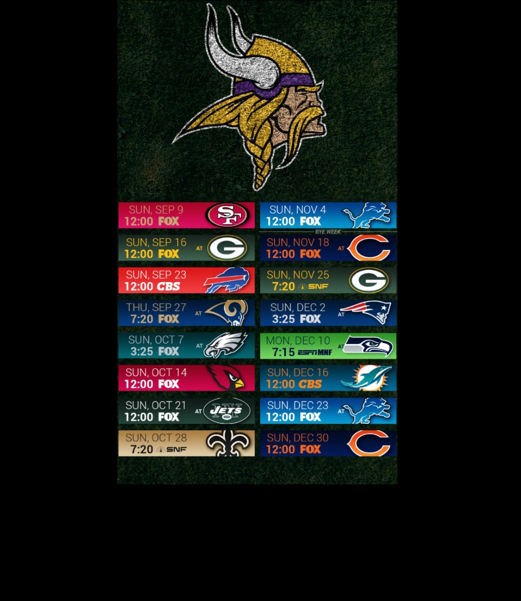 Samsung S9 Schedule Wallpaper Cropped/framed Perfectly - Mn Vikings 2018 Schedule , HD Wallpaper & Backgrounds