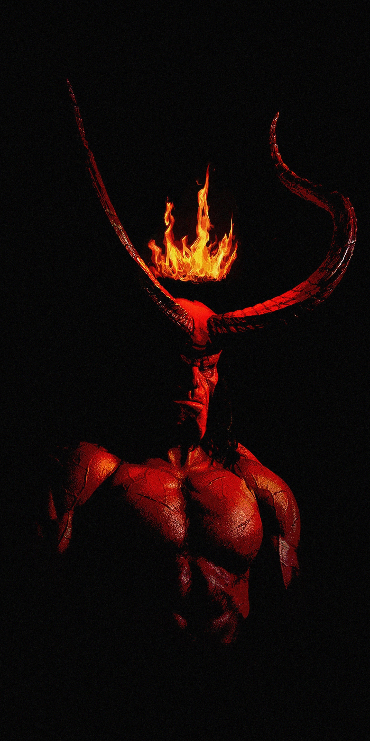 Hellboy, 2019 Movie, Horns, Fire Crown, Poster, Wallpaper - Movie Poster Hellboy 2019 , HD Wallpaper & Backgrounds