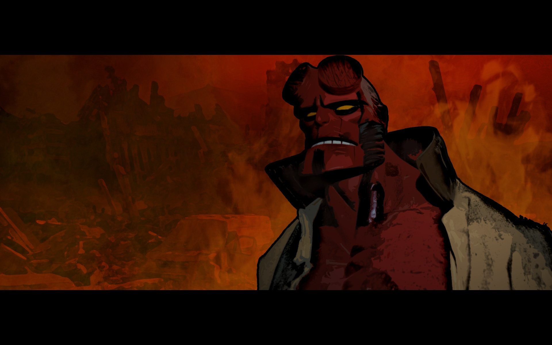 Hellboy Wallpaper Hd Backgrounds Images - Painting , HD Wallpaper & Backgrounds