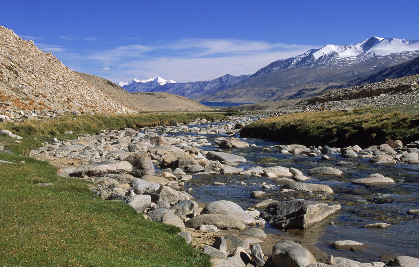 Photo Wallpaper Mountains, Nature, River, Stones, India, - Ladakh India , HD Wallpaper & Backgrounds