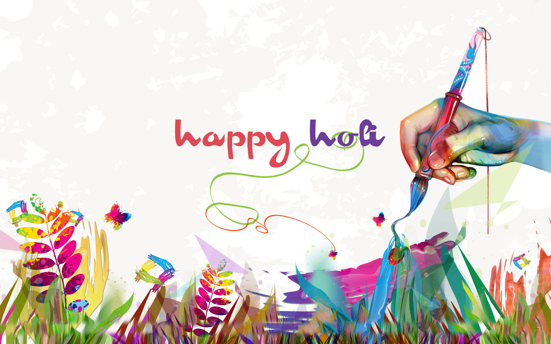 Happy Holi Creative Greeting Wallpaper - Happy Holi Greeting Card , HD Wallpaper & Backgrounds
