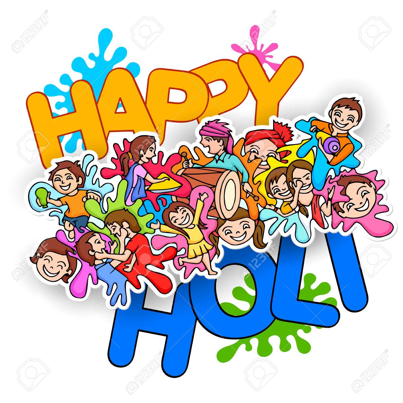 Festival Clipart Holi Festival - Happy Holi Doodles , HD Wallpaper & Backgrounds