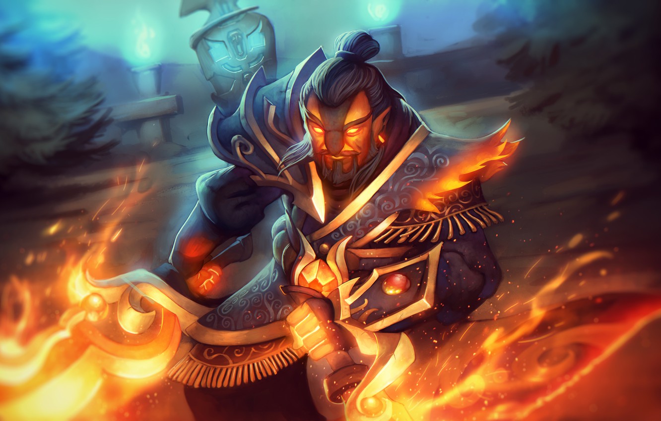 Photo Wallpaper Weapons, Fire, Warrior, Art, Male, - Dota 2 Art Ember Spirit , HD Wallpaper & Backgrounds