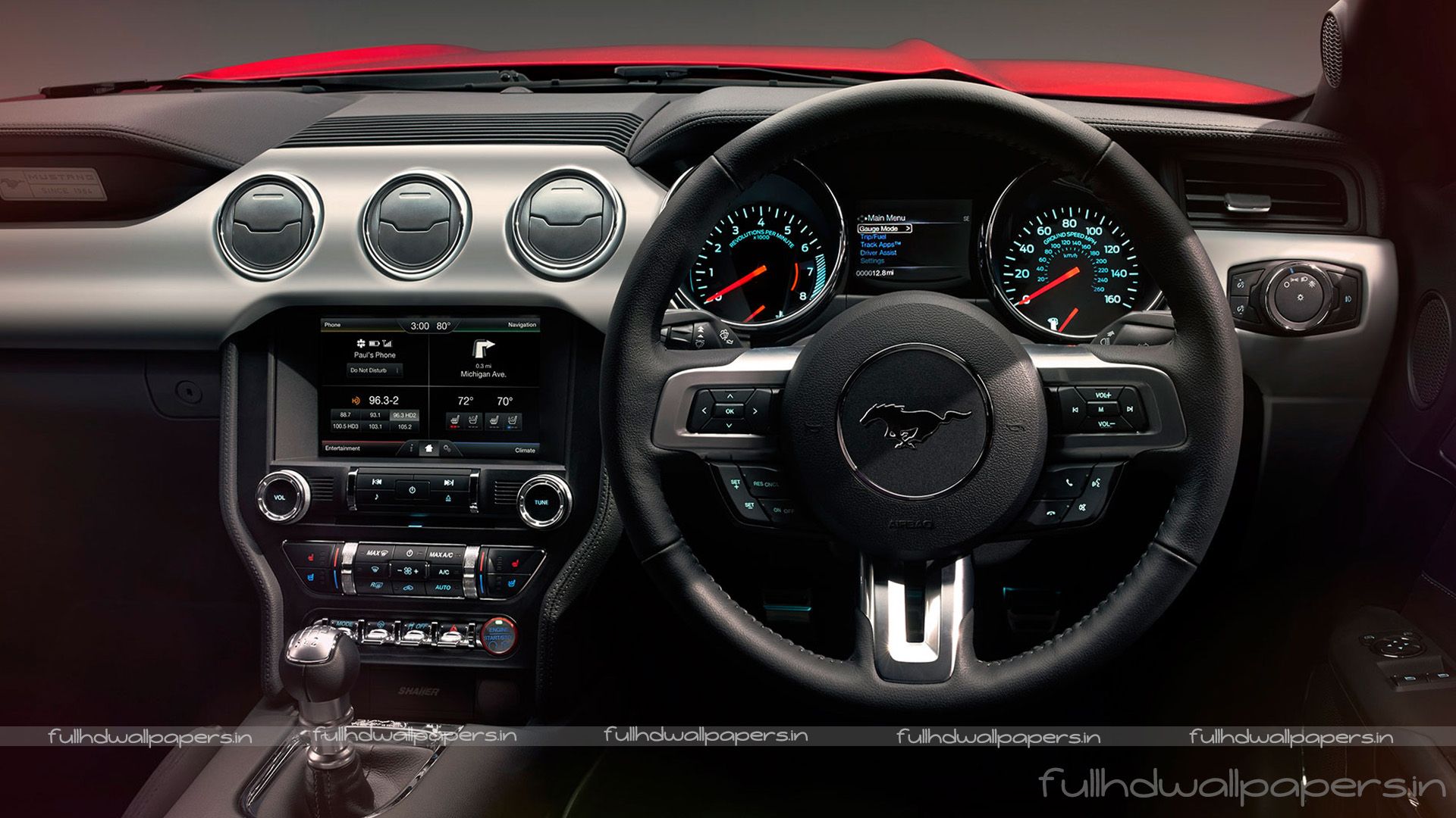 Amazing 49 Wallpapers Of Ford Mustang Car Dashboard, - Ford Mustang Gt Dashboard , HD Wallpaper & Backgrounds