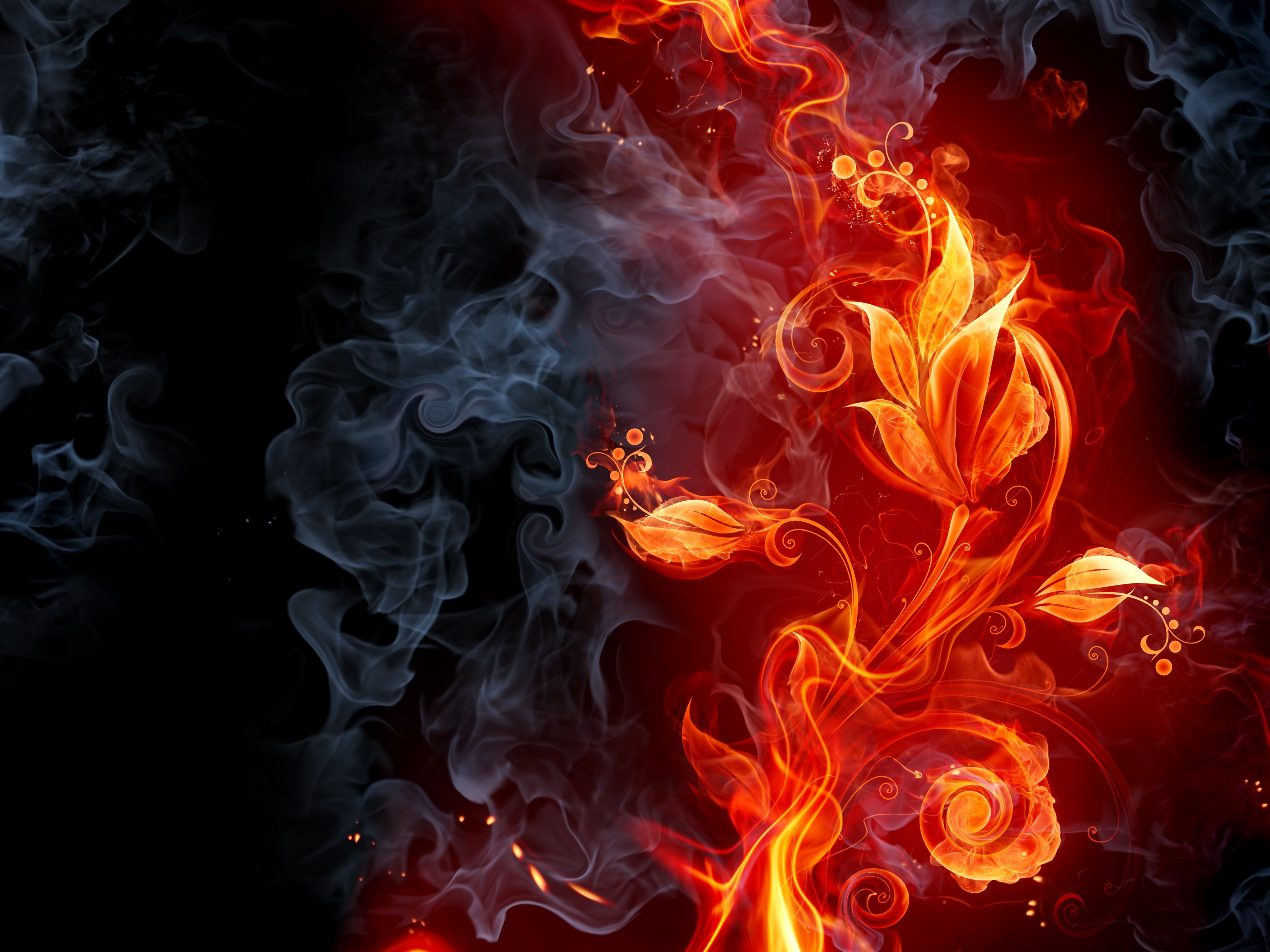 Windows Wallpaper Flower - Black Smoke And Fire , HD Wallpaper & Backgrounds