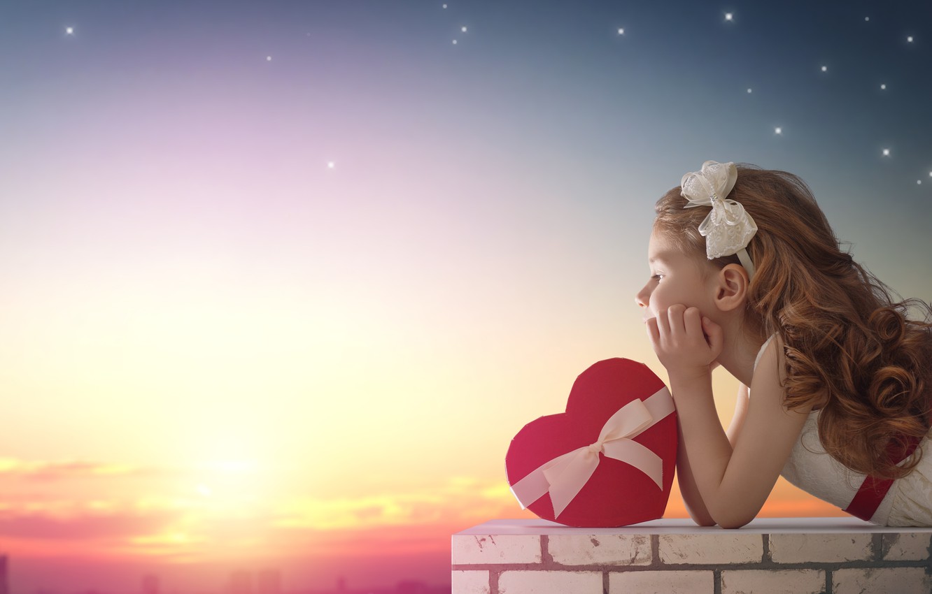 Photo Wallpaper Love, Sunset, Heart, Girl, Love, Heart, - Любовь Девочка , HD Wallpaper & Backgrounds
