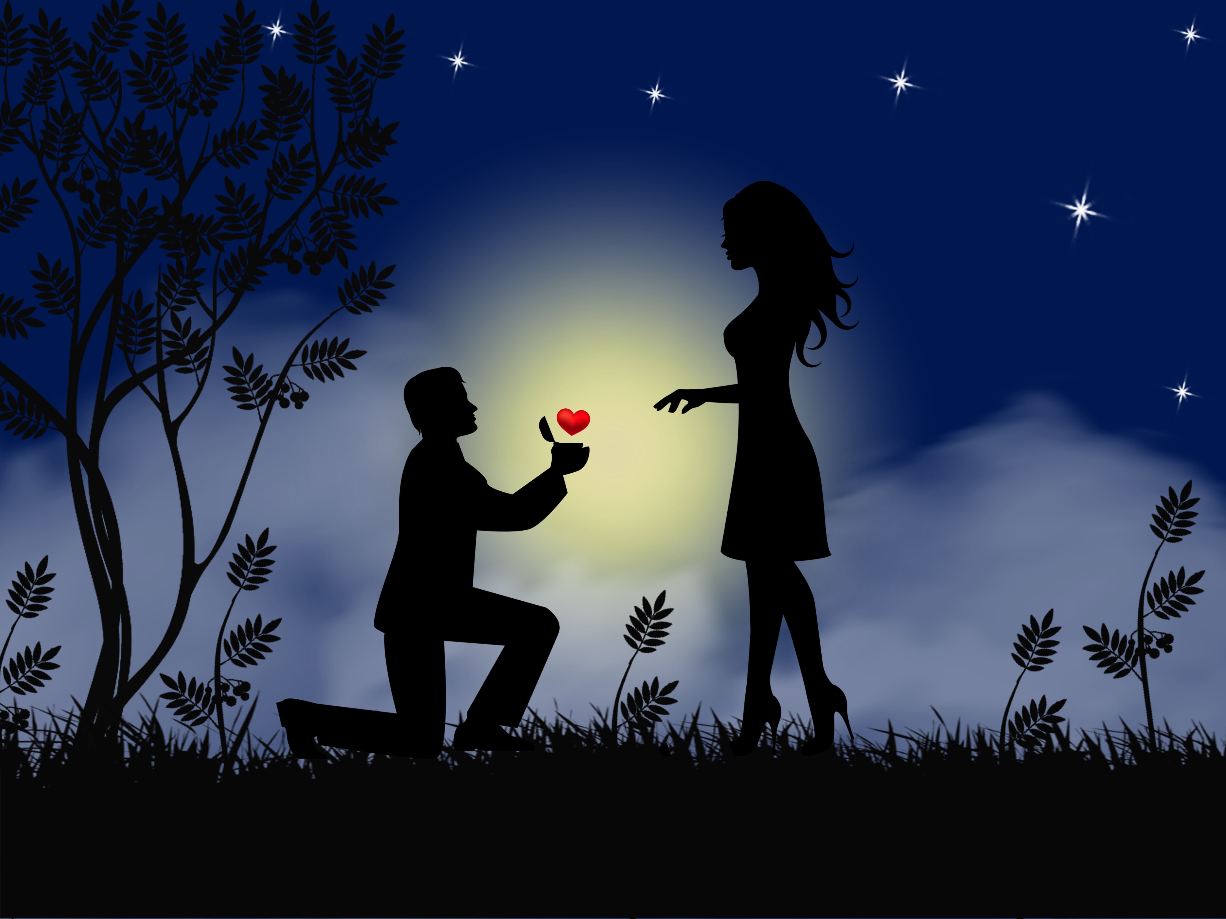 Love, People, Silhouette, Romantic, Couple, Man, Artistic, - Cute Romantic Love Boy And Girl , HD Wallpaper & Backgrounds