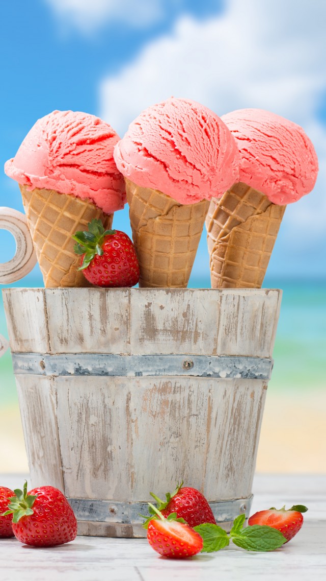 Ice Cream, Strawberry, Anchor, Delicious, 8k - Summer Ice Cream Beach , HD Wallpaper & Backgrounds