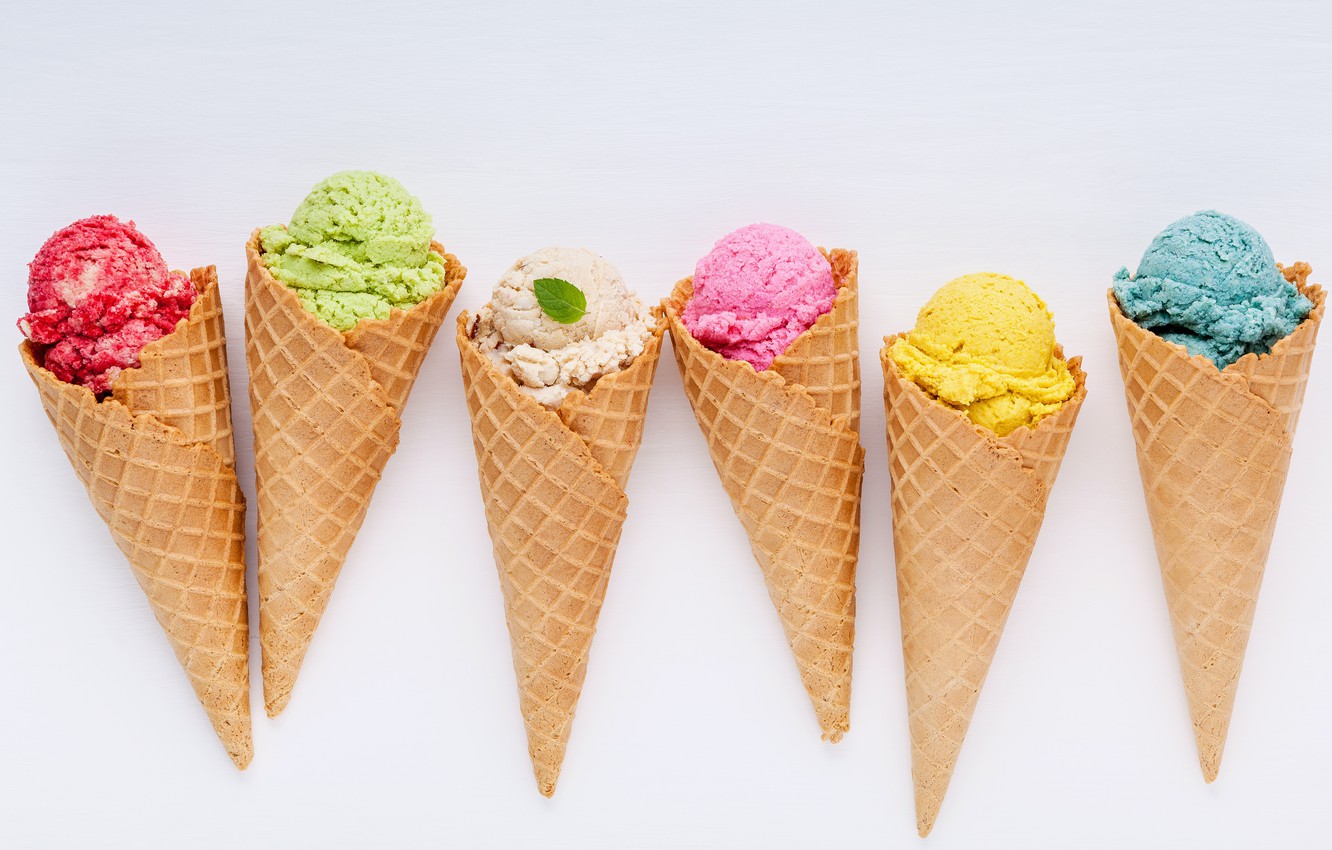 Photo Wallpaper Colorful, Ice Cream, Horn, Fruit, Berries, - Fondo De Pantalla Helado , HD Wallpaper & Backgrounds