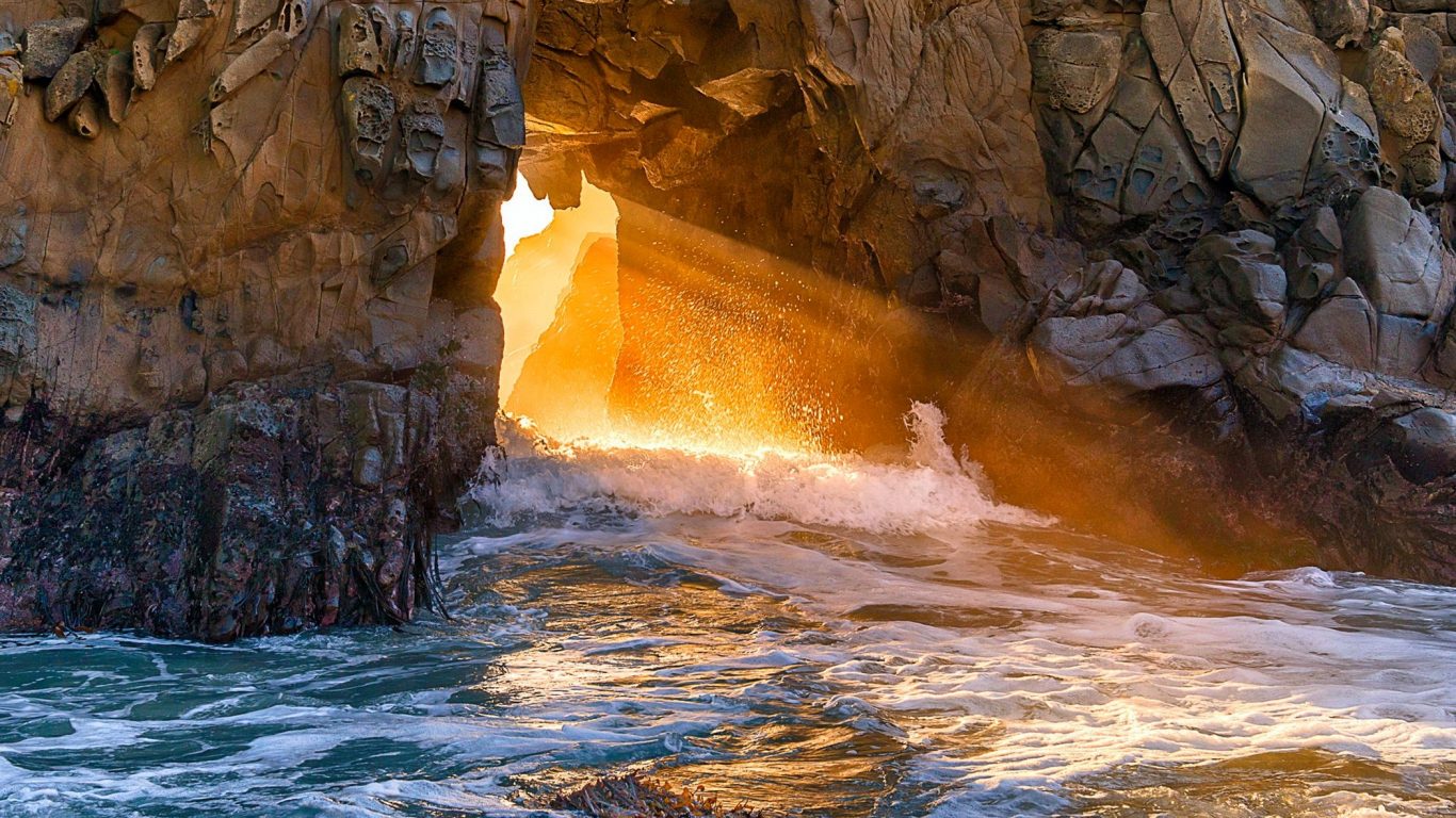 California Peiffer Rock Beach Sea Natural Arch Beautiful - Pfeiffer Beach Keyhole Big Sur Ca , HD Wallpaper & Backgrounds