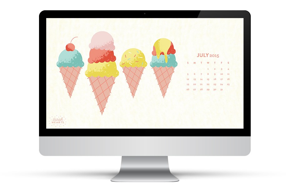 Maybe This Adorable Ice Cream Cone Wallpaper Can Help - Desktop Wallpaper Calendar July , HD Wallpaper & Backgrounds