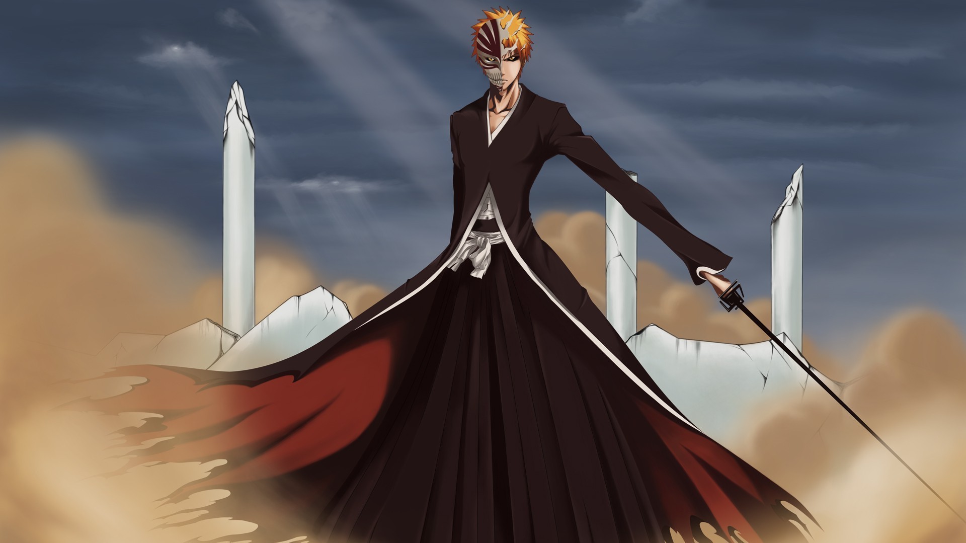 Bleach Kurosaki Ichigo Bankai Hollow Dust Palace Wallpaper - Ichigo Bankai Hollow Mask , HD Wallpaper & Backgrounds