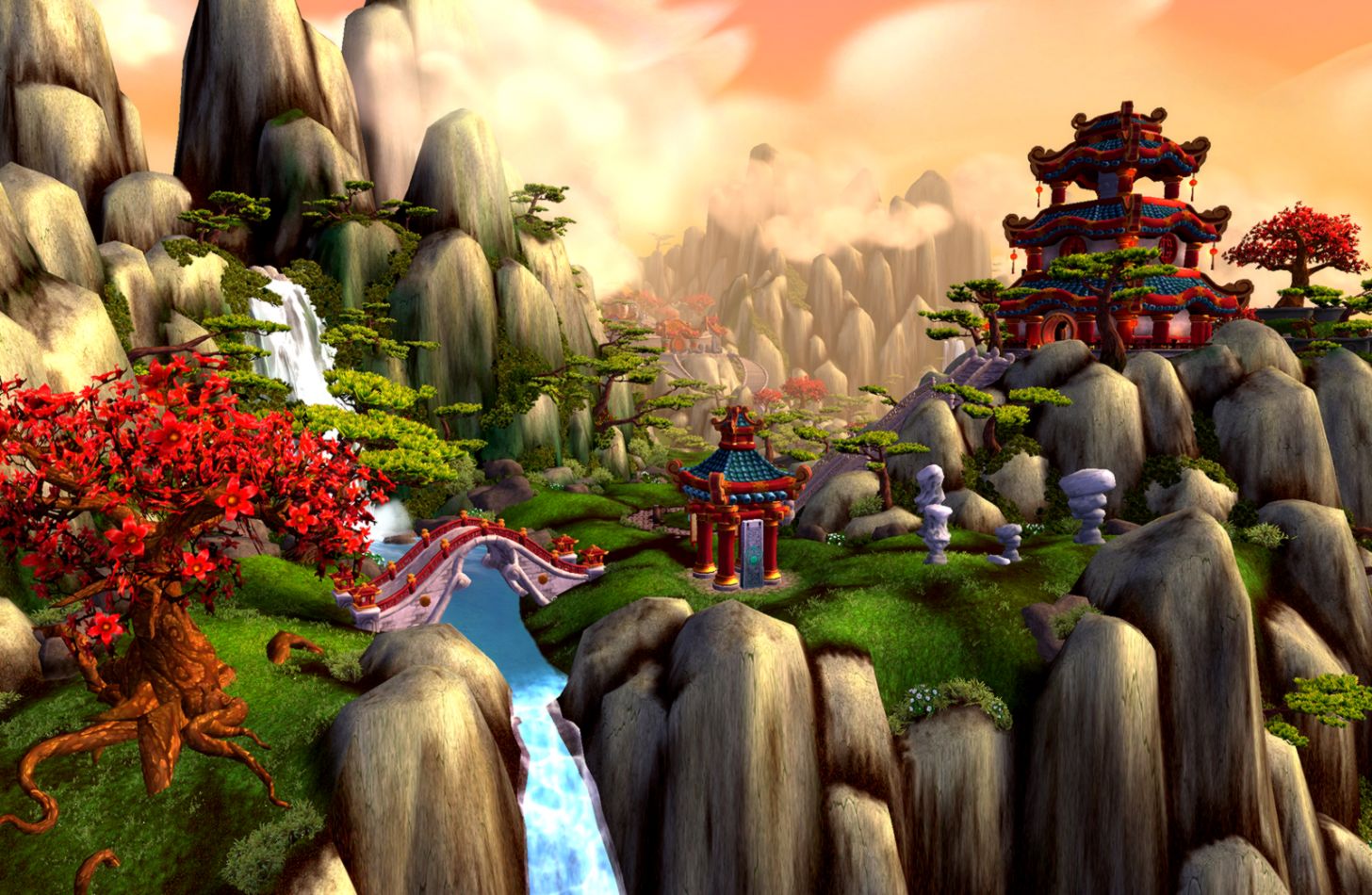 Download Mists Of Pandaria Cloud City World Of Warcraft - World Of Warcraft Pandaria Art , HD Wallpaper & Backgrounds