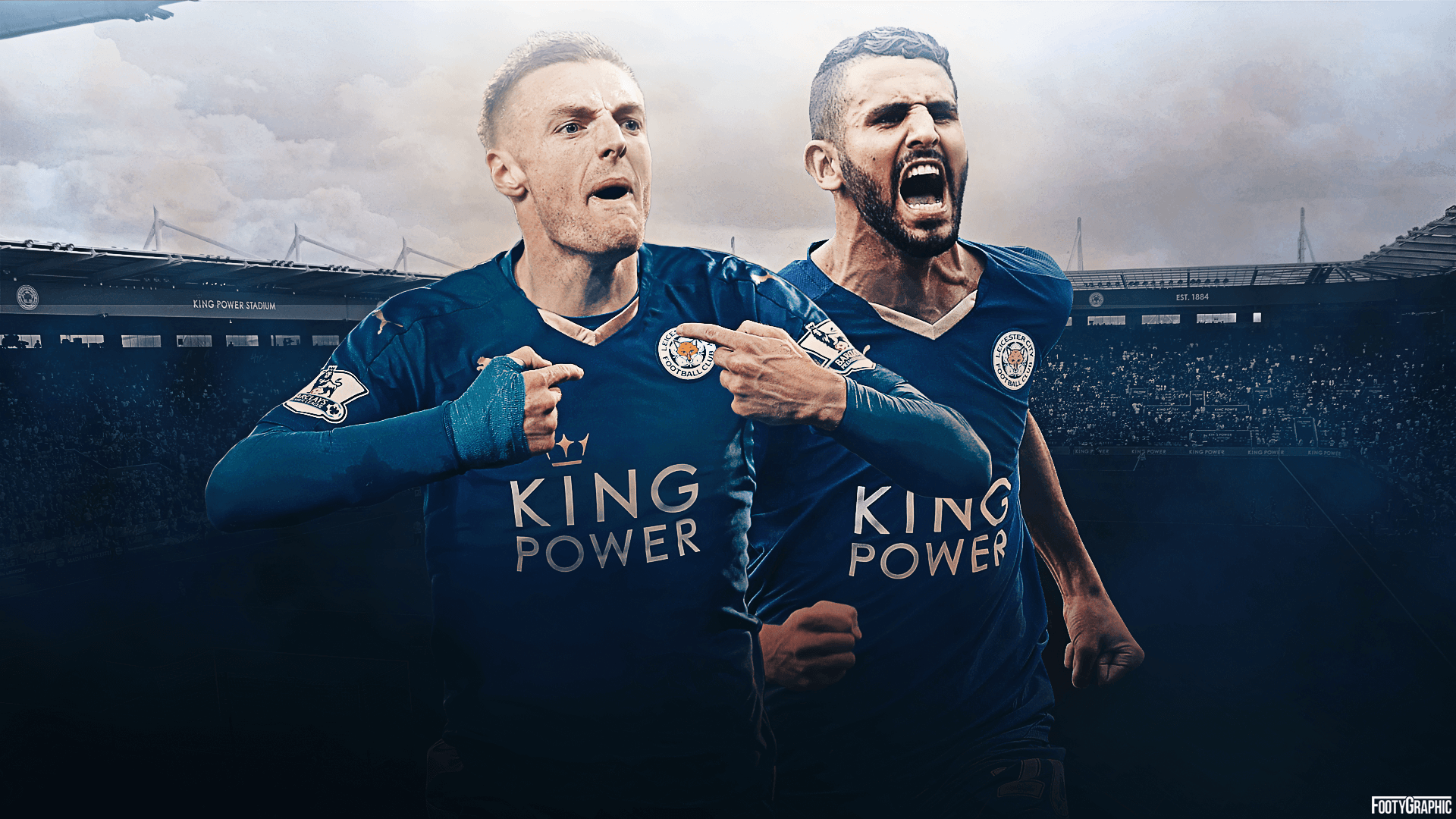 Hd Wallpaper Of Jamie Vardy And Riyad Mahrez In Leicester - Leicester City , HD Wallpaper & Backgrounds