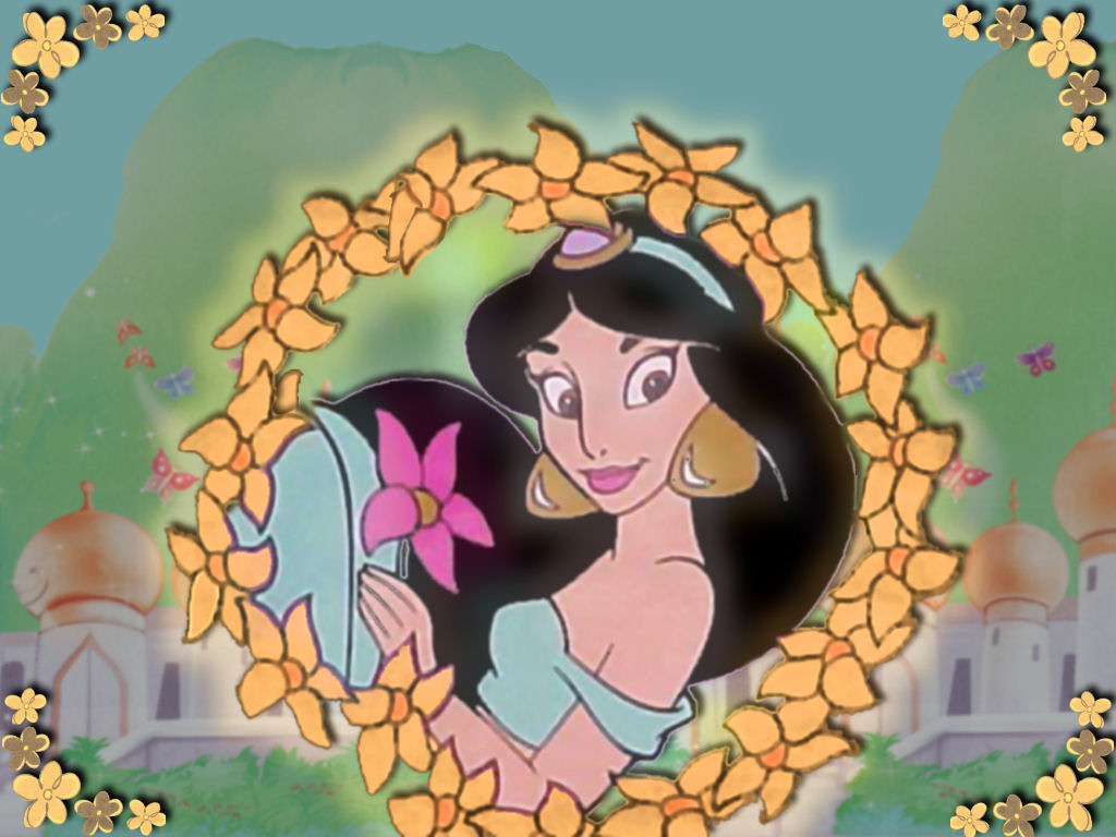 Princess Jasmine From Aladdin In A Flower Cirle Wallpaper - Princess Jasmine Flowers , HD Wallpaper & Backgrounds