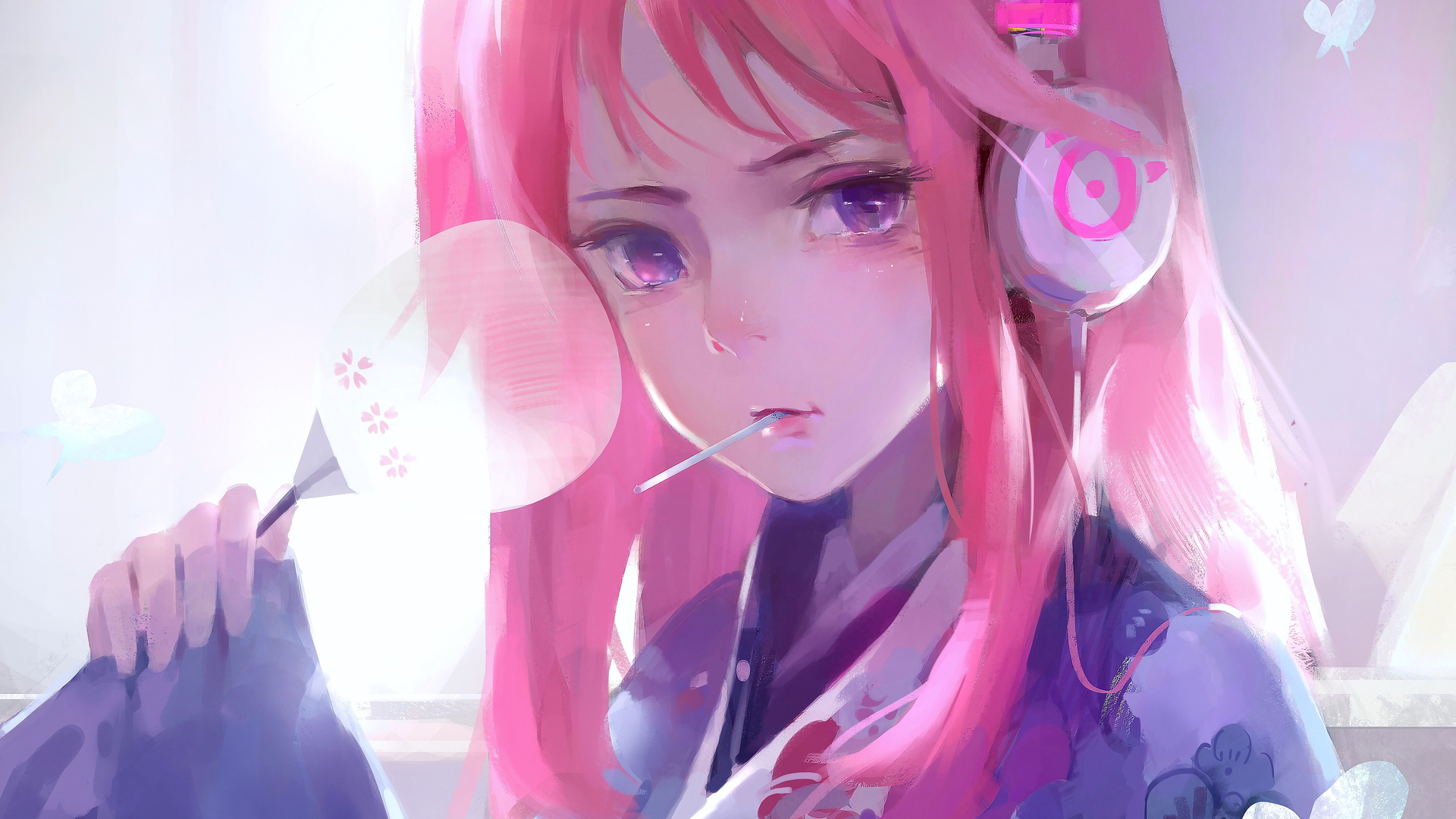 Cute Anime Girl Pink Art 4k 47 - Anime Girl Cute Art , HD Wallpaper & Backgrounds