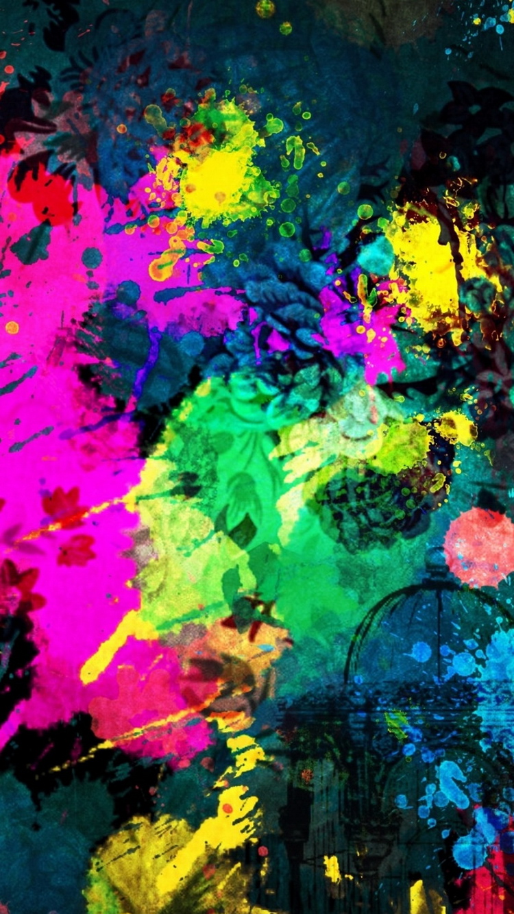 Colorful Paint Splatter Iphone 6 Wallpaper - Colorful Wallpaper For Iphone , HD Wallpaper & Backgrounds