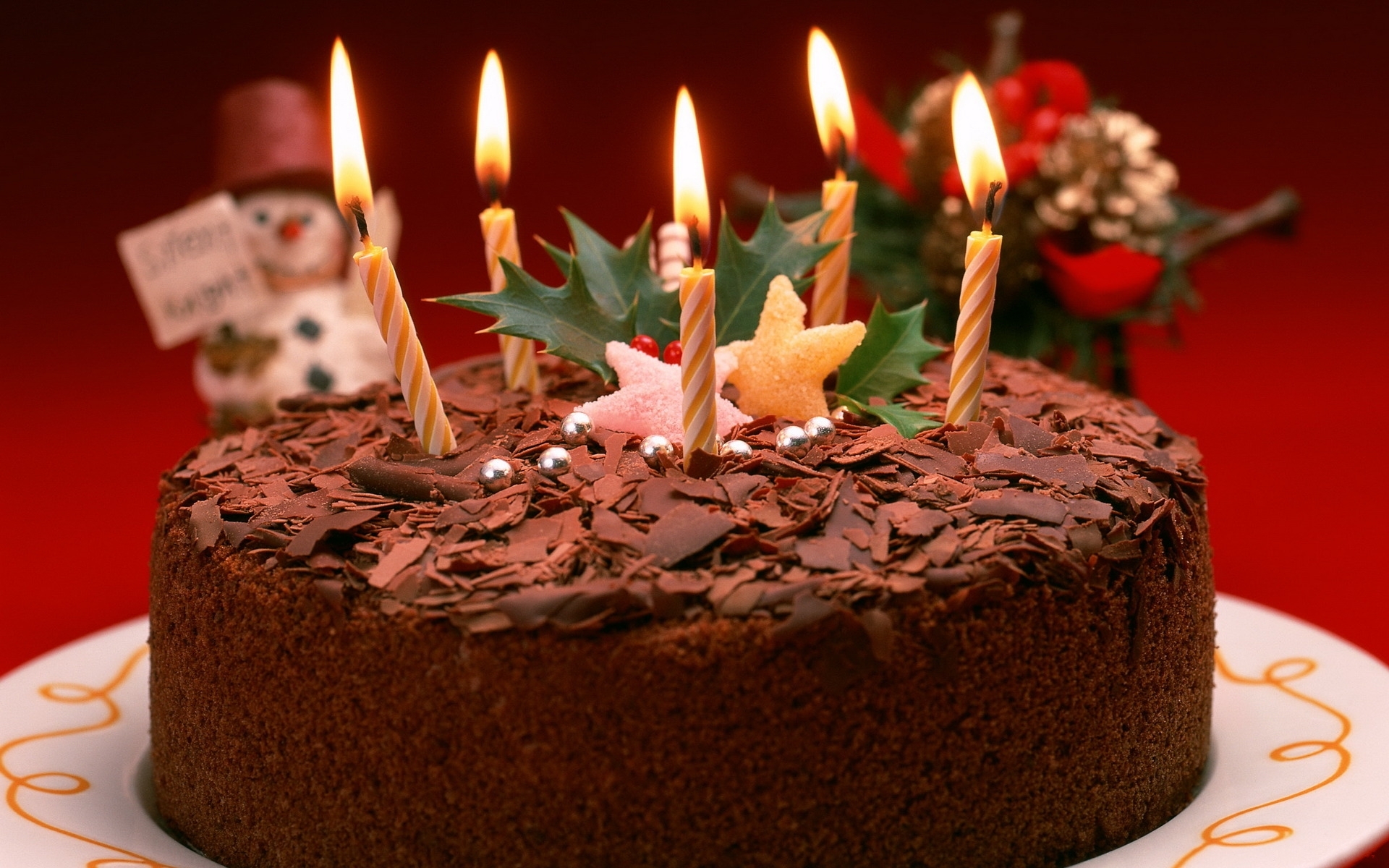 Happy Birthday Images Free Download - Chocolate Birthday Cake Pictures With Candles , HD Wallpaper & Backgrounds