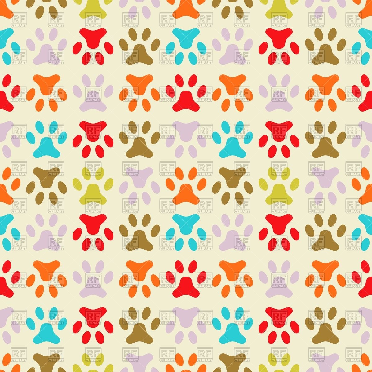 Colorful Wallpaper With Dog's Paw Prints Vector Image - Cartoon Paw Print Background , HD Wallpaper & Backgrounds