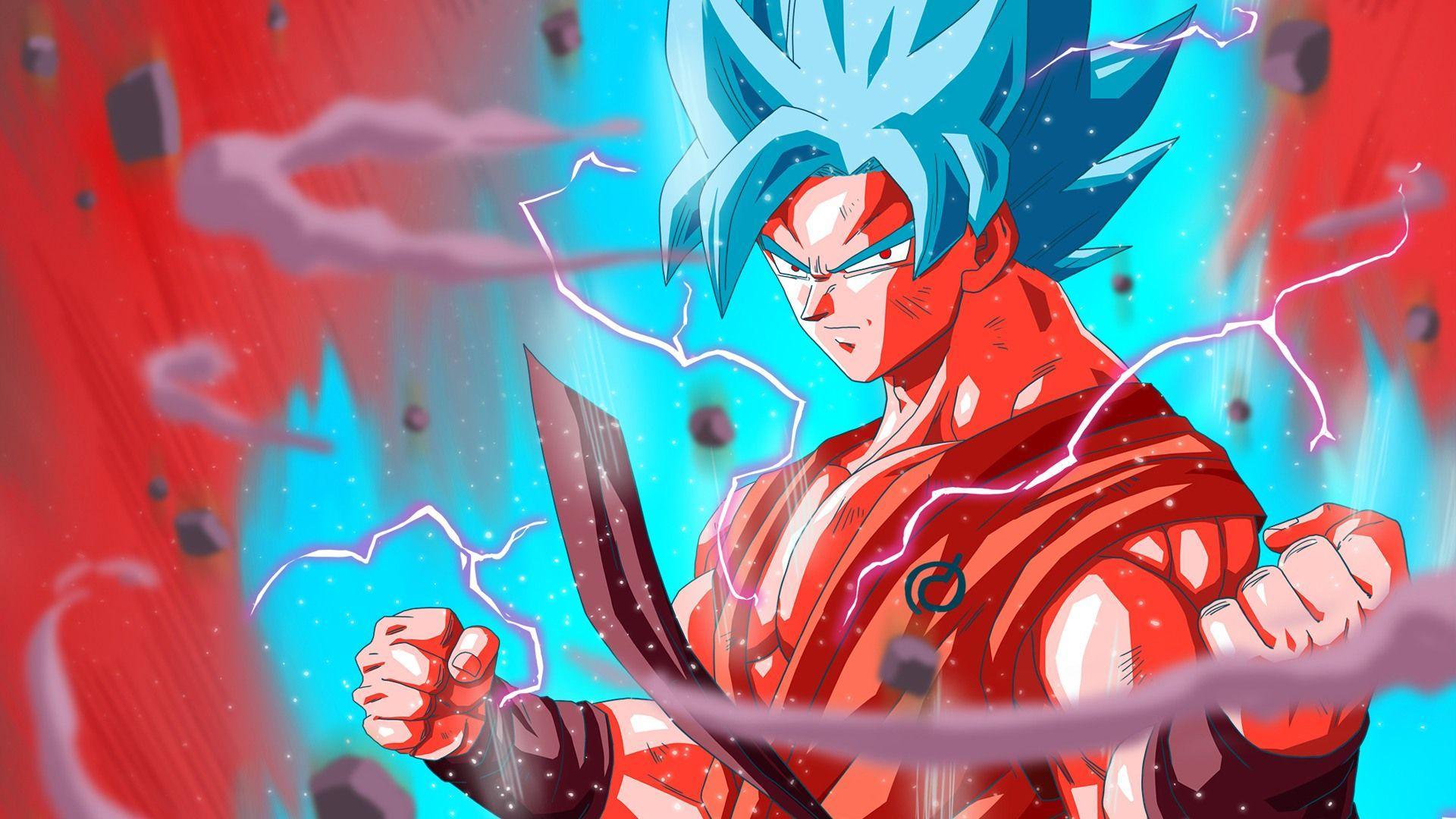 Dragon Ball Super Cellphone Wallpaper Elegant Goku - Dragon Ball Super Goku Blue Red , HD Wallpaper & Backgrounds