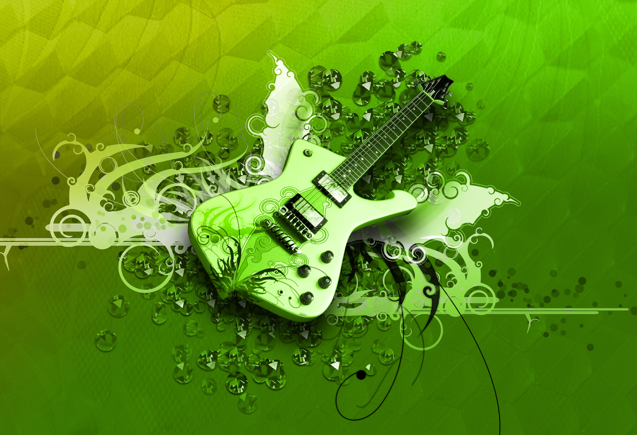 Abstract Guitar Wallpapers On Wallpaper Hd - Green Guitar Wallpaper Hd , HD Wallpaper & Backgrounds