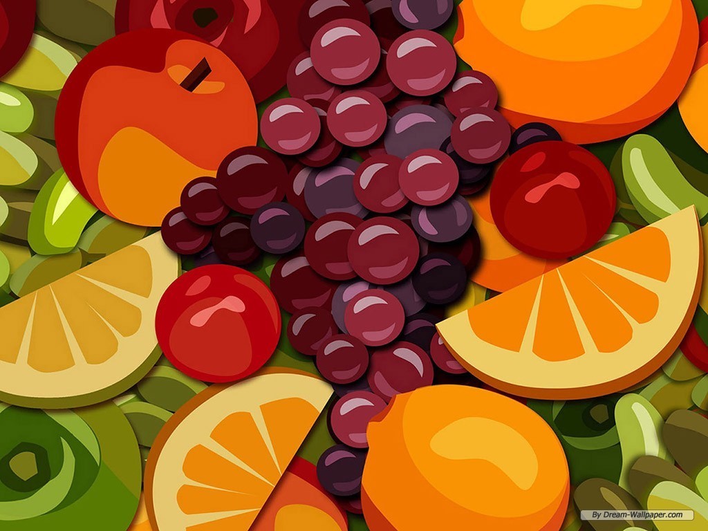 Fruit Wallpaper - Mixed Fruits Cartoon , HD Wallpaper & Backgrounds