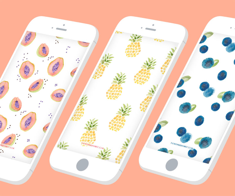 Free Watercolour Fruit Iphone Wallpapers Free Watercolour - Fruits Wallpaper For Iphone , HD Wallpaper & Backgrounds