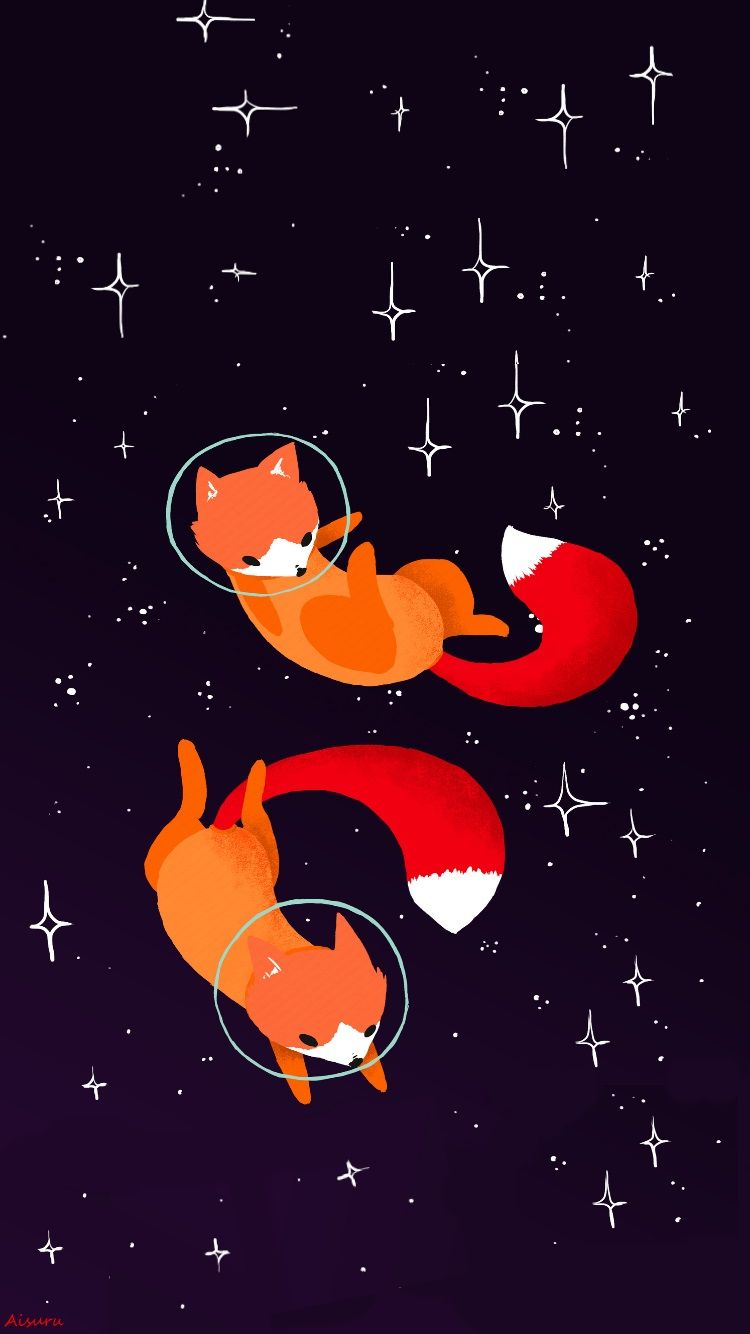 Fox Art Cosmos Wallpaper Iphone My Edition A - Animals In Space Art , HD Wallpaper & Backgrounds
