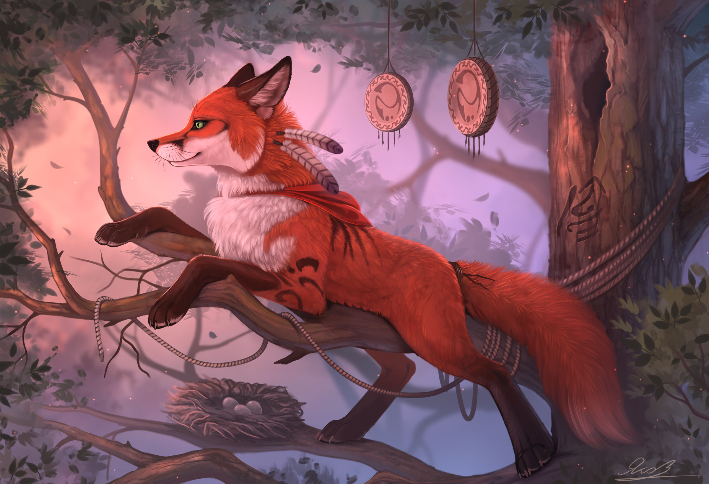Fantasy Fox Wallpaper - Fox Fantasy Art , HD Wallpaper & Backgrounds