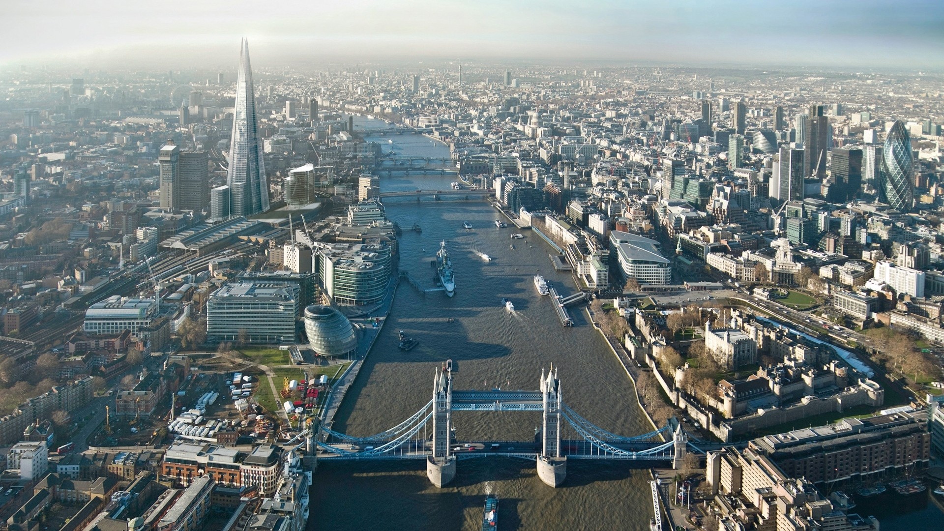 Preview Wallpaper London, Height, Buildings, Sky, Skyscrapers - Thames River From Above , HD Wallpaper & Backgrounds