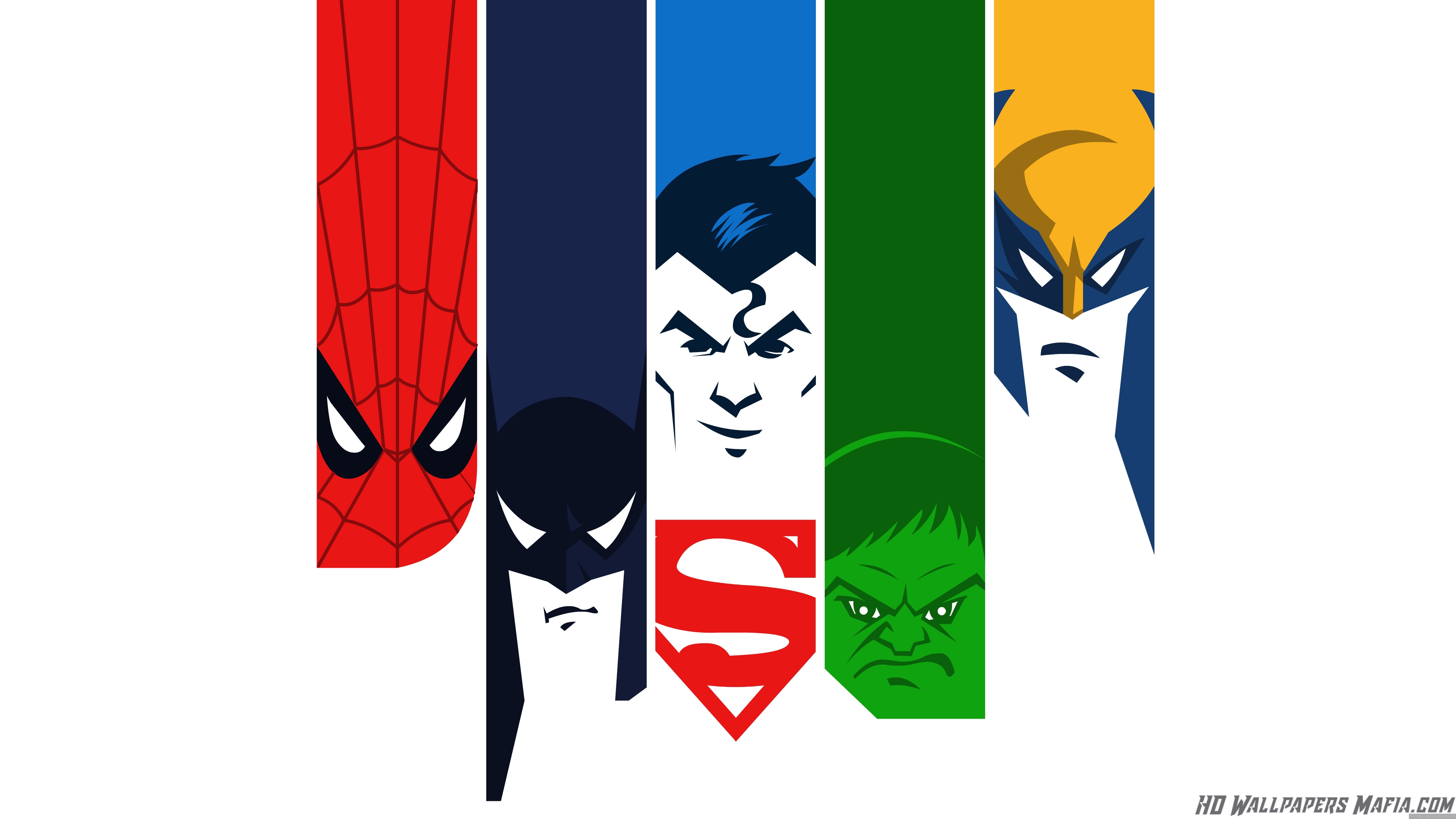Superheroes Wallpaper - Hulk Superman Spiderman Batman , HD Wallpaper & Backgrounds