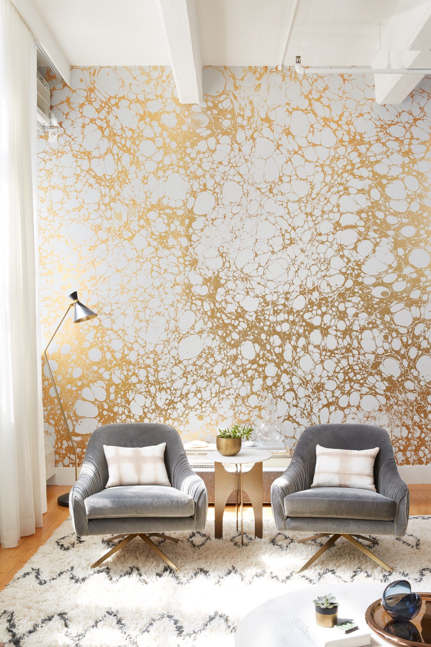 Art Deco Wallpaper 10 Modern Art Deco Wallpaper Ideas - Gold Wallpaper Accent Wall , HD Wallpaper & Backgrounds