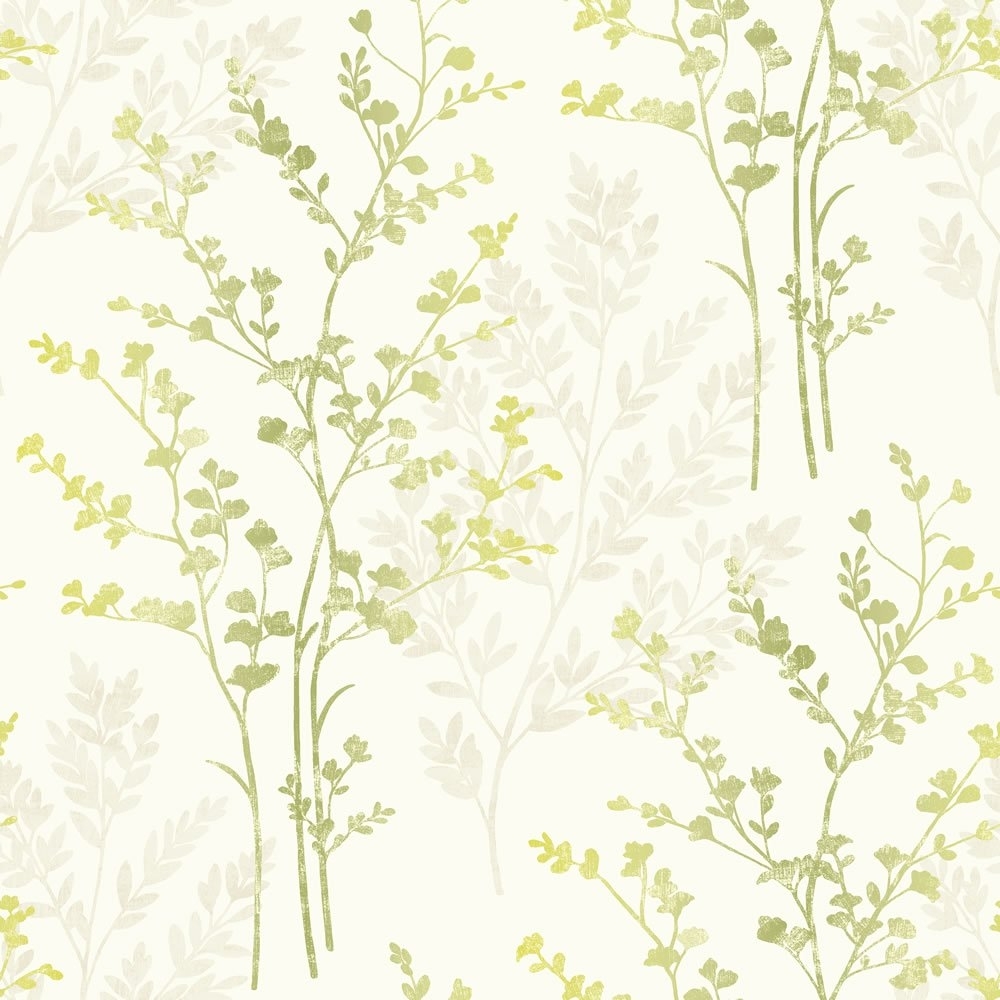 Imagine Fern Motif Leaf Wallpaper Green - Green Wallpaper Living Room , HD Wallpaper & Backgrounds