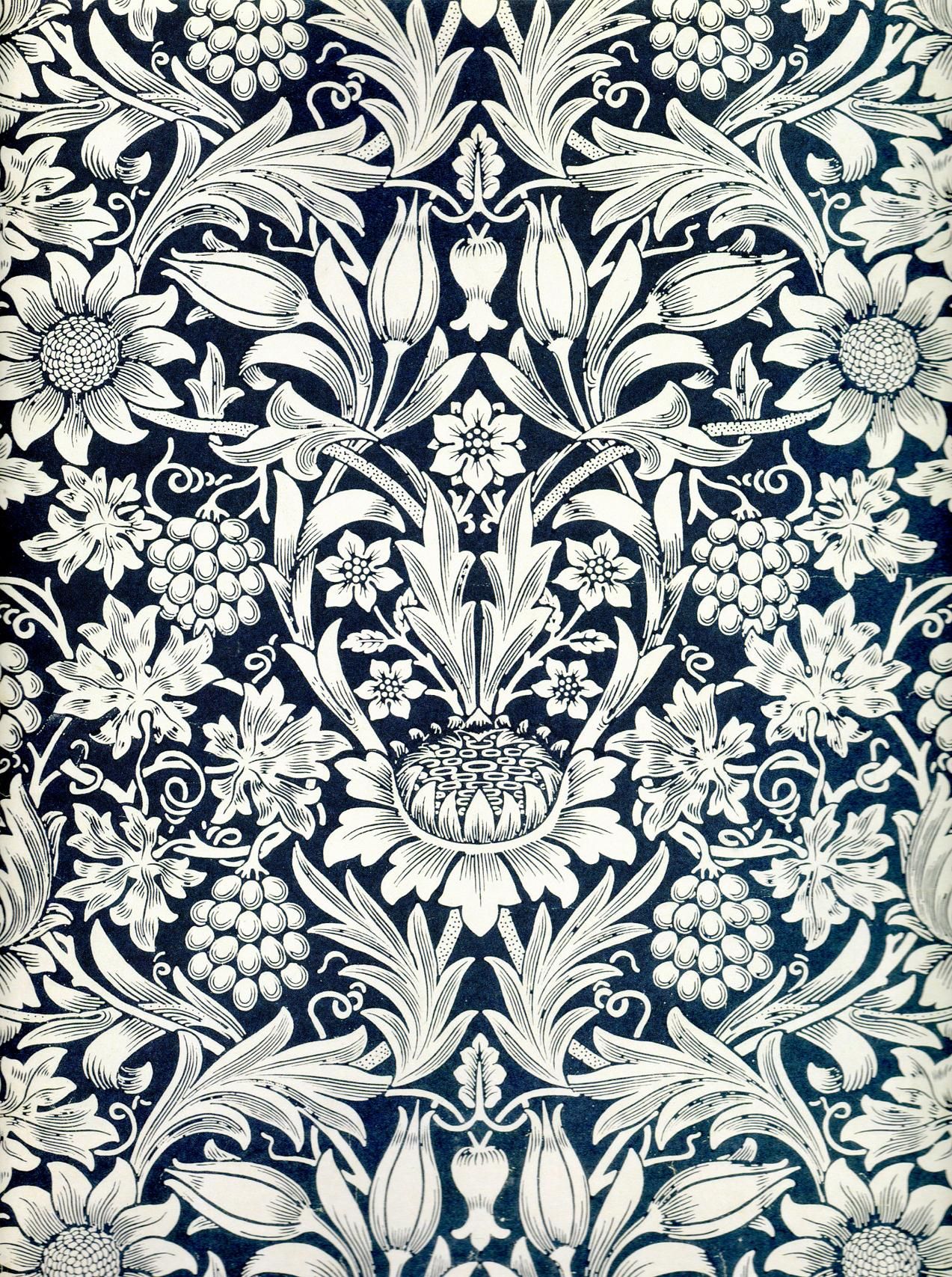Sunflower Wallpaper By William Morris - William Morris Sunflower , HD Wallpaper & Backgrounds