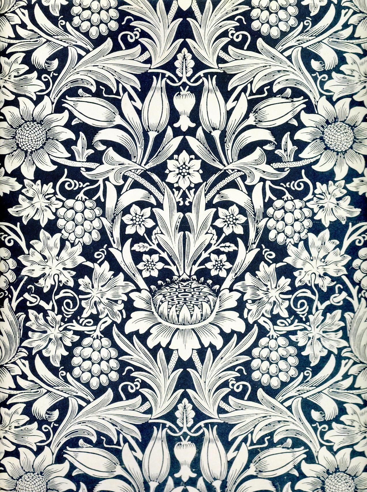 Sunflower Wallpaper By William Morris - William Morris Sunflower , HD Wallpaper & Backgrounds