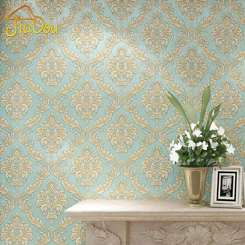 European Luxury Damask Wallpaper Blue 3d Stereoscopic - Luxury Damask , HD Wallpaper & Backgrounds