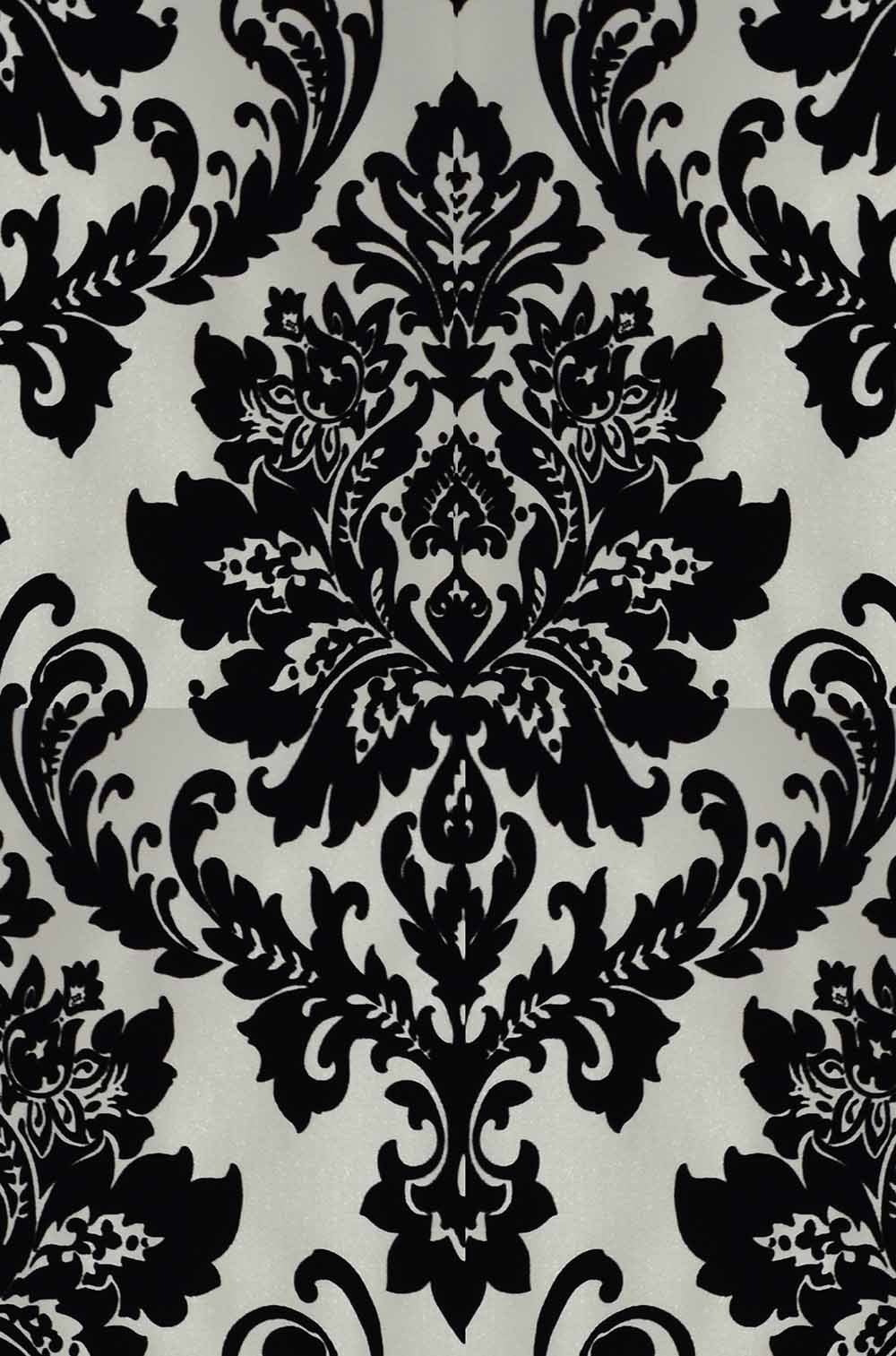 New Exclusive Havana Velvet Flock Black/silver Damask - Black And Silver Living Room , HD Wallpaper & Backgrounds