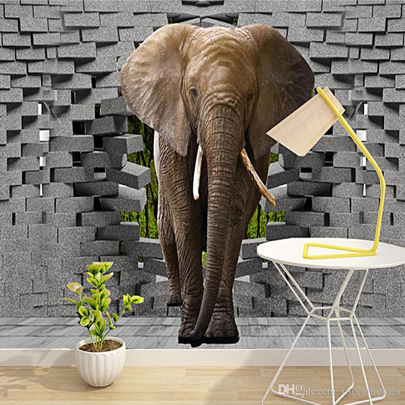 Custom 3d Photo Wallpaper Lifelike Elephant Wall Breaching - 3d Hd Wall Painting , HD Wallpaper & Backgrounds