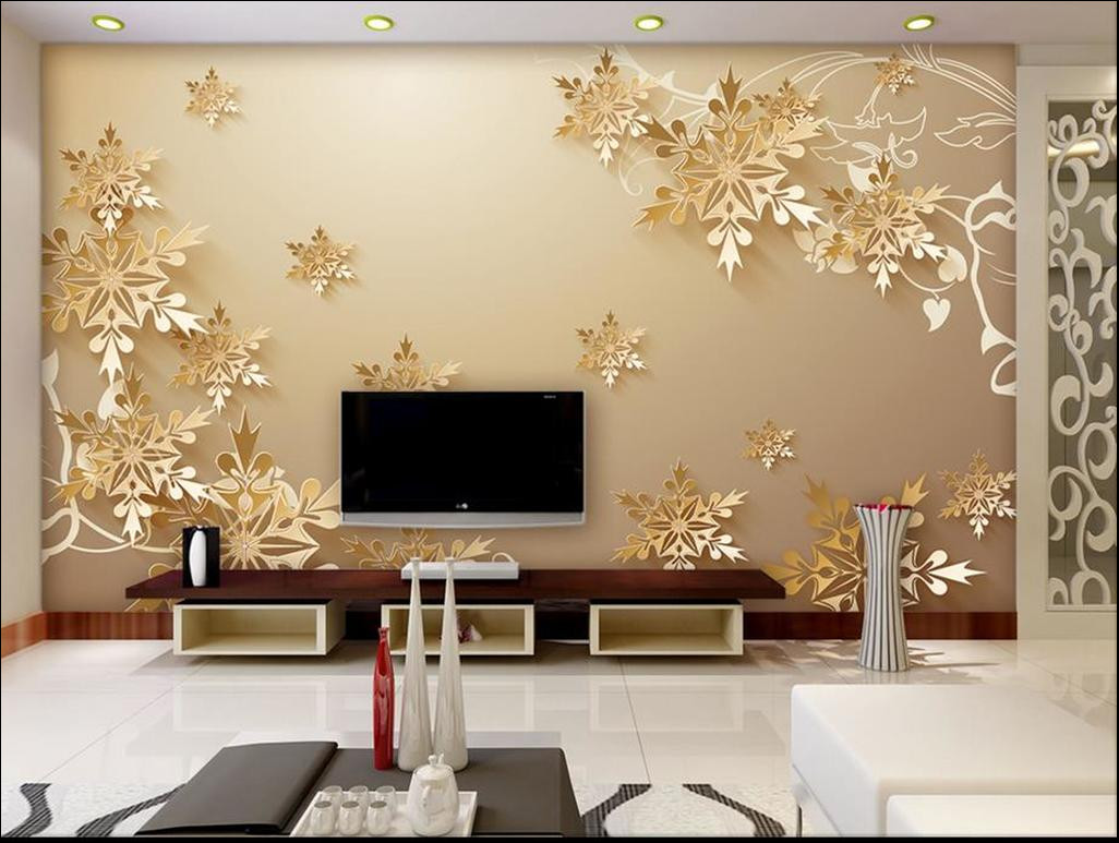 Golden Snowflakes 3d Room Wallpaper Beautiful Bedroom - 3d Wallpaper For Room , HD Wallpaper & Backgrounds