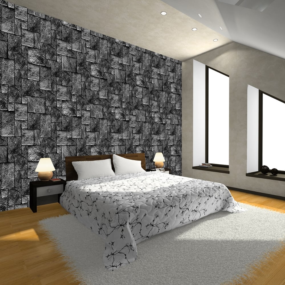 Rainbow Stone Brick Wall Pattern Realistic Faux Effect - Light Arrangement In Bedroom , HD Wallpaper & Backgrounds