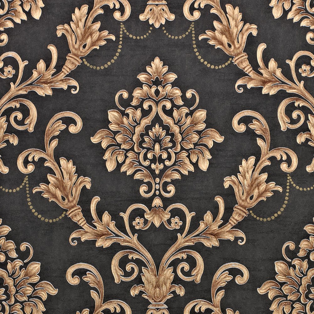 Nice Houzz Damask Wallpapers Gold Black Victorian Embossed - Black And Gold Victorian , HD Wallpaper & Backgrounds
