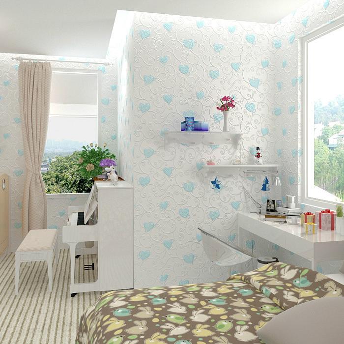 Childrens Wallpaper Roll,girls Wallpapers Non Woven - Blue Wallpaper Girl Bedroom , HD Wallpaper & Backgrounds