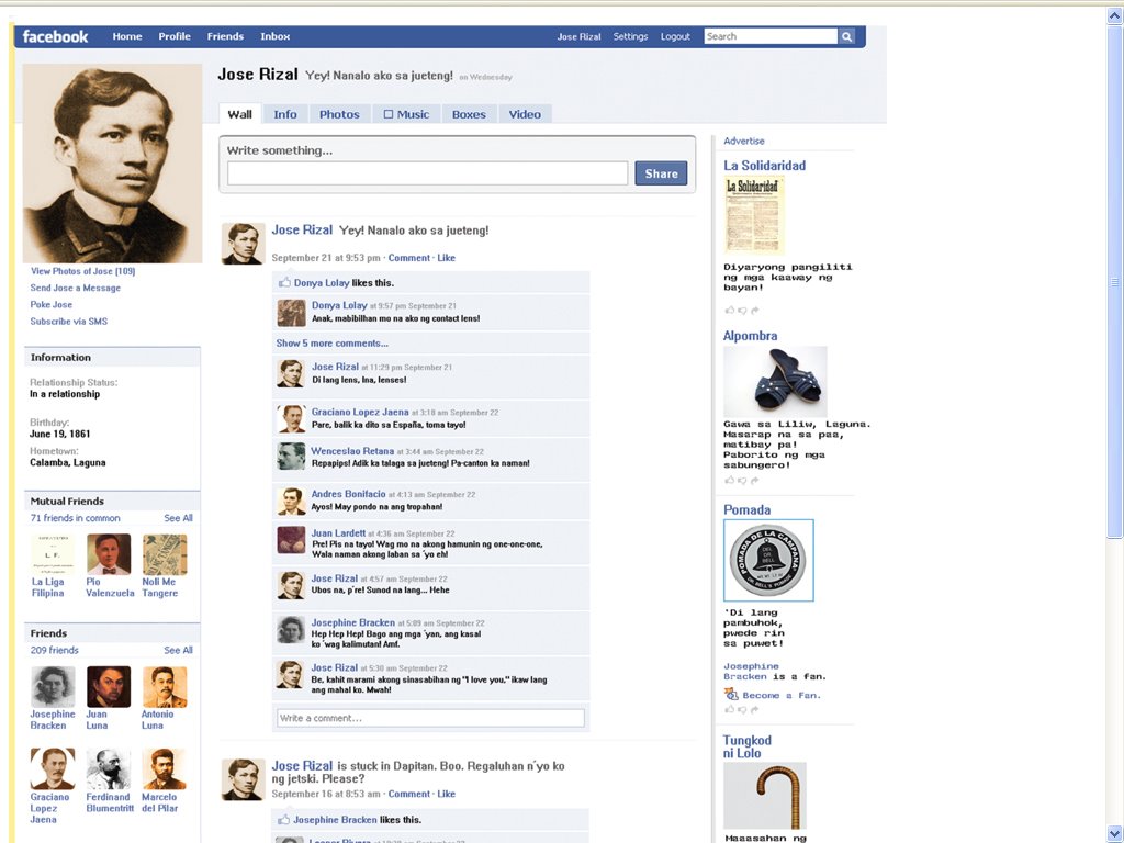 What If José Rizal Had Facebook - Jose Rizal Timeline Tagalog , HD Wallpaper & Backgrounds