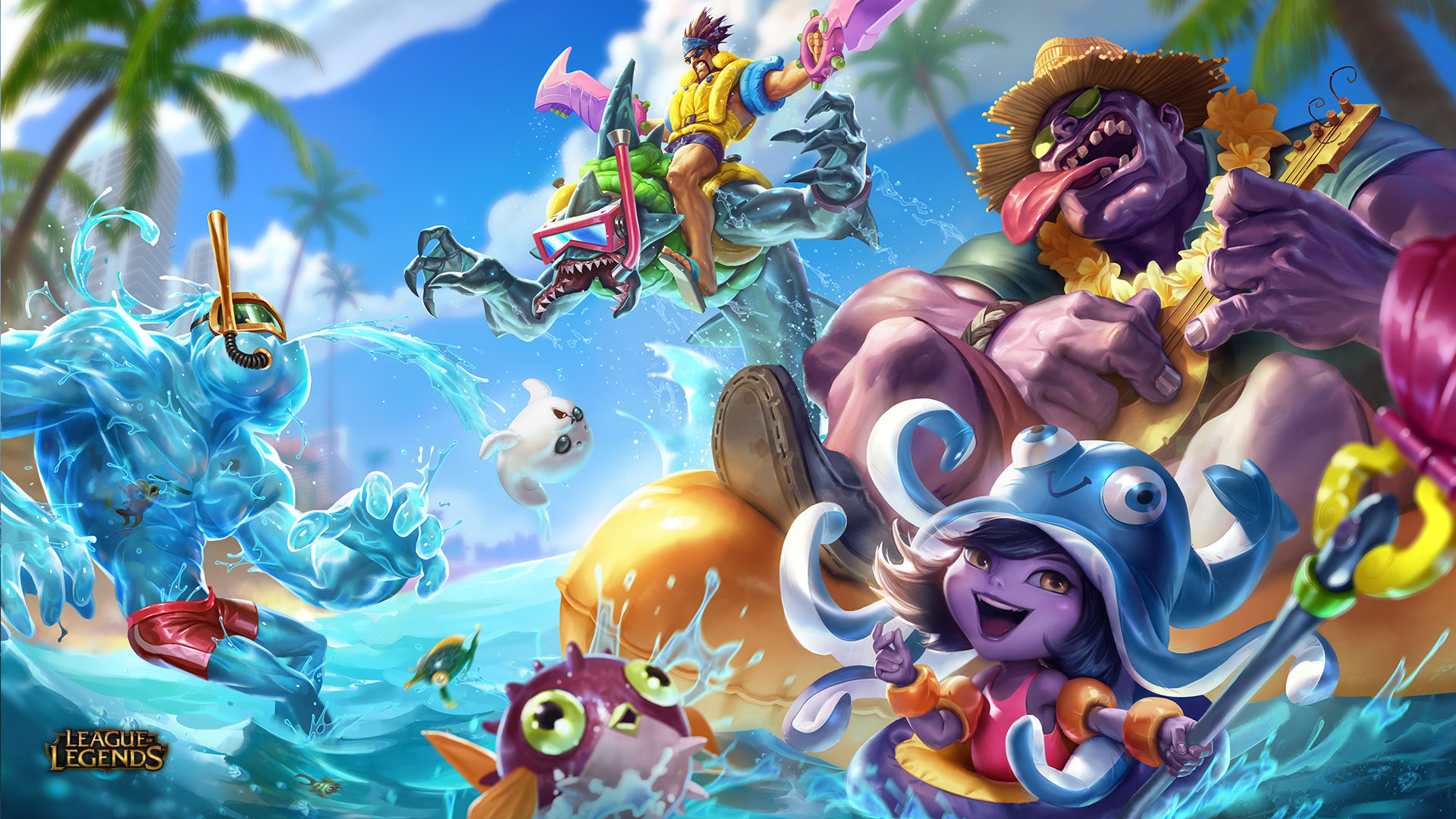 2015 Pool Party Skins Hd Wallpaper - Pool Party League Of Legends , HD Wallpaper & Backgrounds