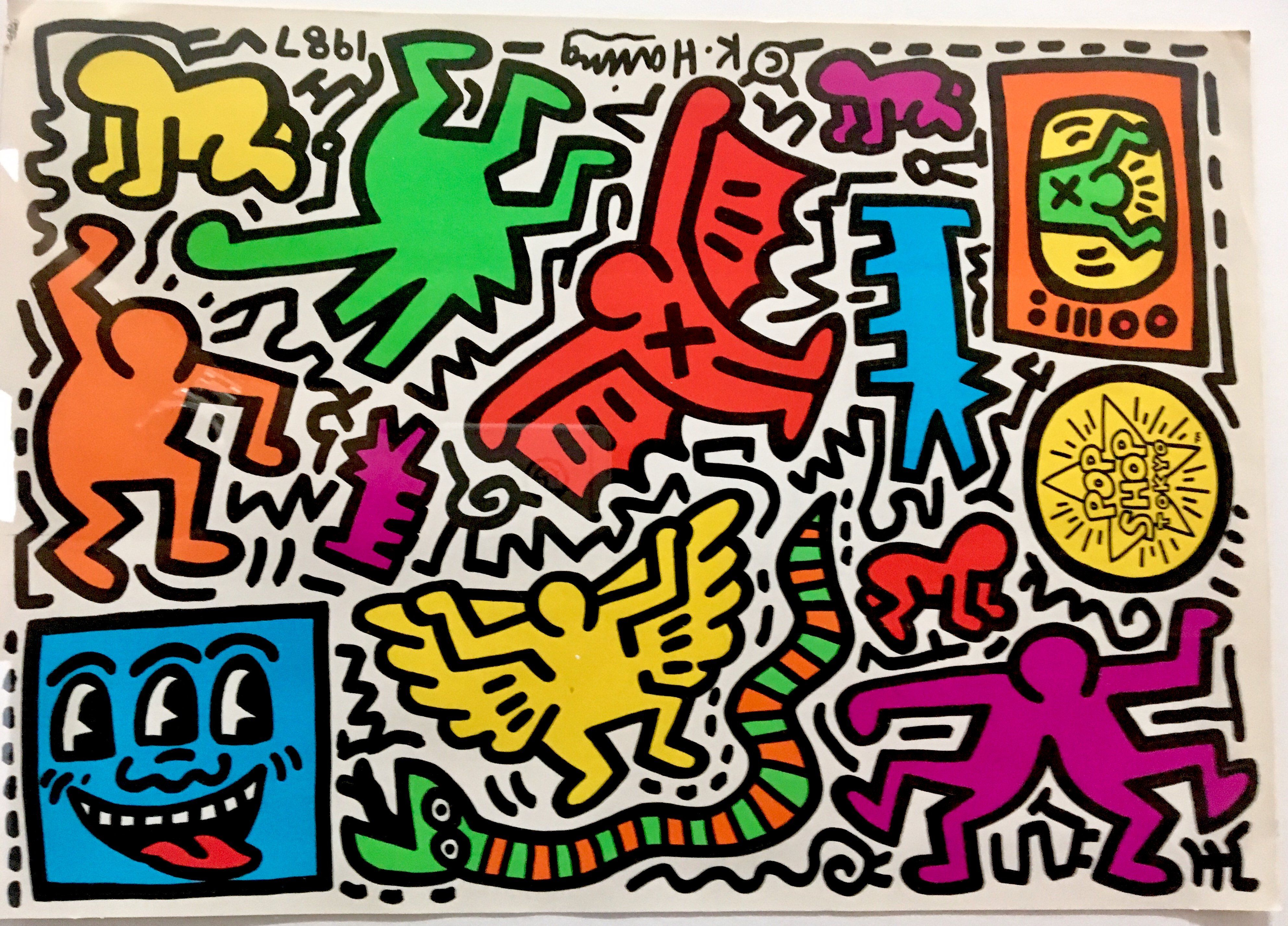 Keith Haring Vintage Pop Shop Tokyo Sticker Sheet, - Keith Haring Pop Shop Tokyo , HD Wallpaper & Backgrounds