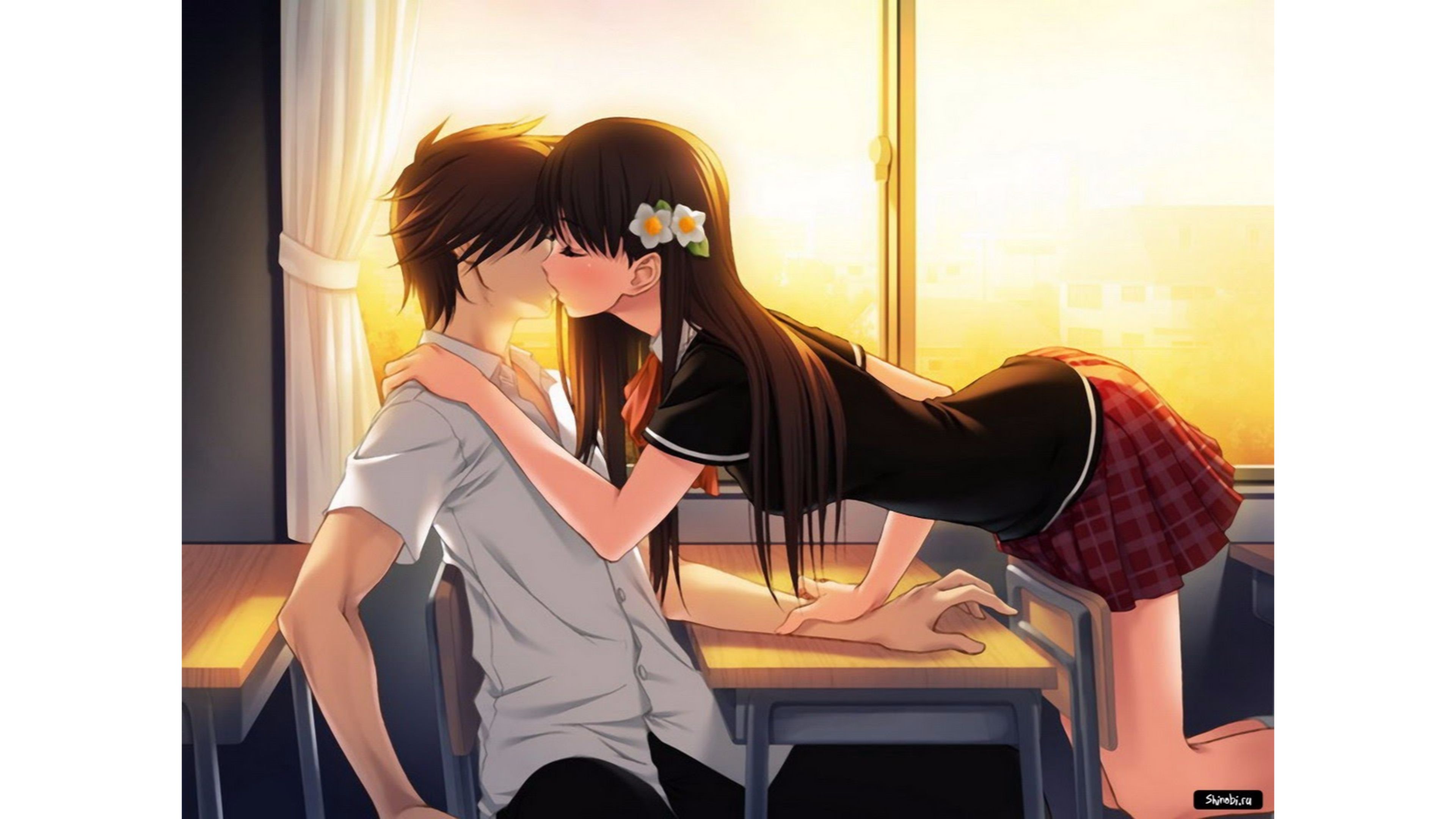 Anime Kiss 4k Wallpaper - Cute Romantic Cartoon Couple , HD Wallpaper & Backgrounds